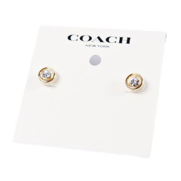 COACH 專櫃款 Halo Tea 玫瑰晶鑽針式耳環-金色
