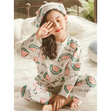 兒童春秋款女童家居服套裝中大童純棉睡衣長袖薄款秋裝小女孩A類