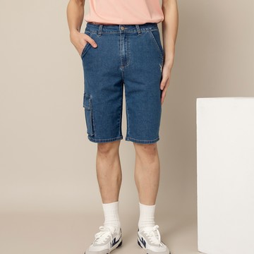 PLAYBOY - 彈力舒適口袋牛仔短褲 - 牛仔藍色/640-002-50-9