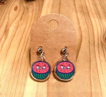 西瓜の抗敏耳針  / 耳環耳夾 成對手作款 Melon Cats Earring