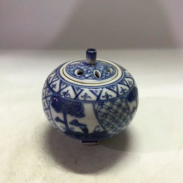 景德鎮陶瓷器青花人物香爐仿古瓷器香薰爐 家居擺設古玩收藏做舊