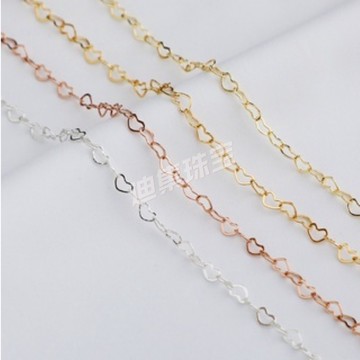 A30003 保色14K包金愛心散鏈 小心形鏈條項鍊配件 diy手工桃心延長鏈材料