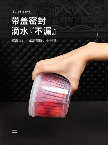 懶角落蔥花保鮮盒家用冰箱姜蒜香菜收納瀝水盒便攜外出水果便當盒