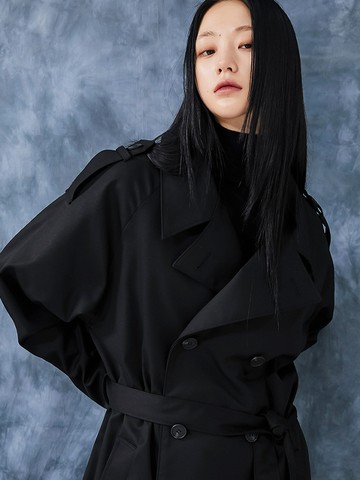 FLARE Oversized Trench Coat Black