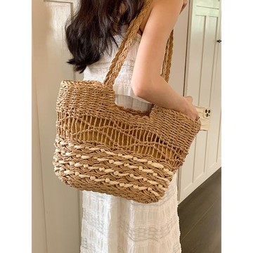 編織草編包包女2025新款時尚爆款托特包夏天超火百搭大容量單肩包