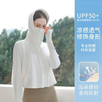 夏季JIAO同款防曬衣女款防曬服披肩黑膠帽檐防紫外線云朵原紗冰絲