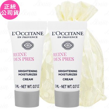 L OCCITANE 歐舒丹 白皇后光蘊透白凝霜(5ml)*2旅行袋組(公司貨)