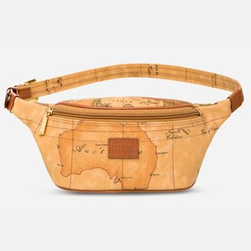 Alviero Martini 義大利地圖包 地圖經典腰包-地圖黃