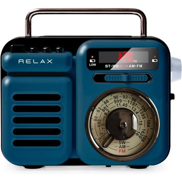 【日本代購】RELAX 多功能復古收音機 藍牙 USB充電 經典藍