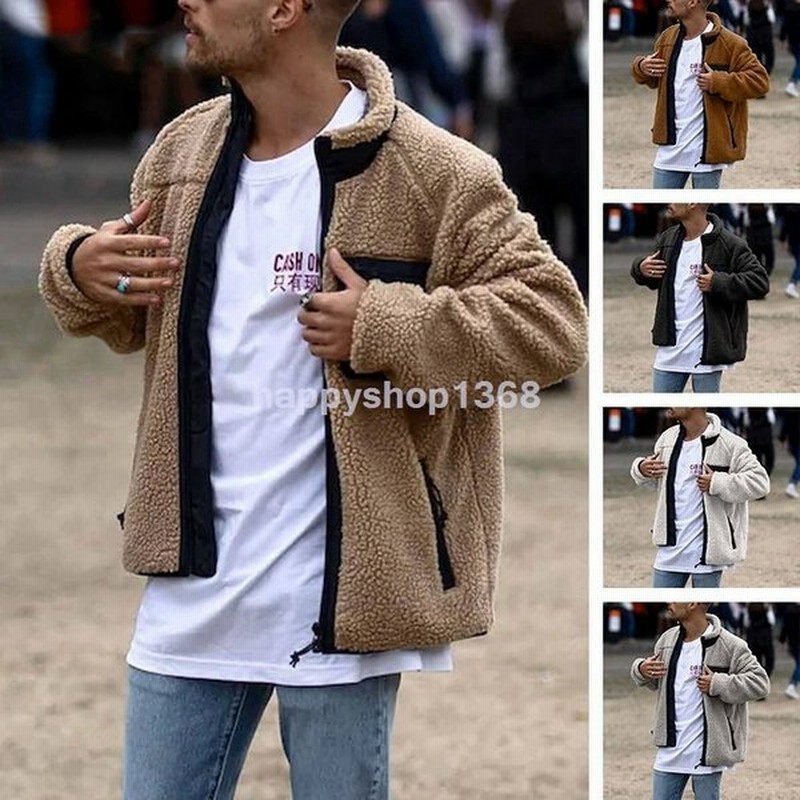 ボアジャケット メンズ フリース ビッグシルエット 切り替えジャケット もこもこ 立ち襟 アウター モコモコ コート パーカー ブルゾン 厚手 秋冬 高品質 暖かい 通販 Lineポイント最大0 5 Get Lineショッピング