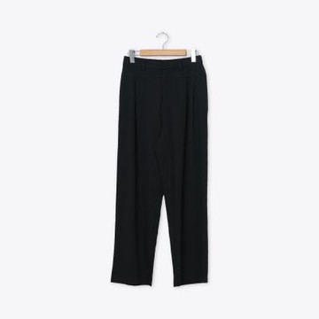 【CUMAR】辦公室必備腰部打褶西裝長褲 黑