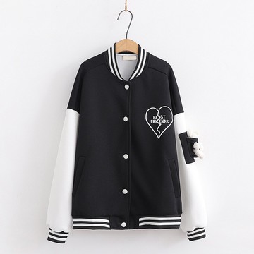 ＊ORead＊日系拼接玩偶熊愛心刺繡棒球外套(3色F碼)【限定加碼✿全館滿額再折】