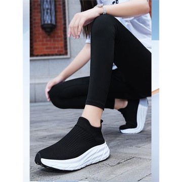 莆田踩屎感襪子鞋女2025新款秋季運動鞋媽媽鞋厚底透氣跑步鞋防滑