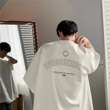 青少年短袖t恤男純棉港風潮流寬松字母印花上衣夏季男裝半袖體恤