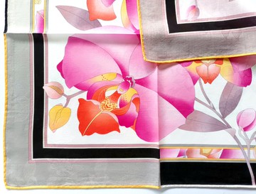 Leonard 復古圍巾 粉紅色蘭花 聖誕禮物 20 x 20 英寸