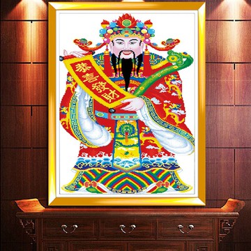 5d鉆石畫滿鉆珠子新款財神爺到十字繡新款客廳大堂大幅磚石秀