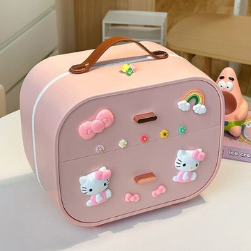 🔶台灣發貨🔶兒童發飾收納盒ins高顏值可愛雙層HelloKitty髮夾頭飾髮卡首飾盒