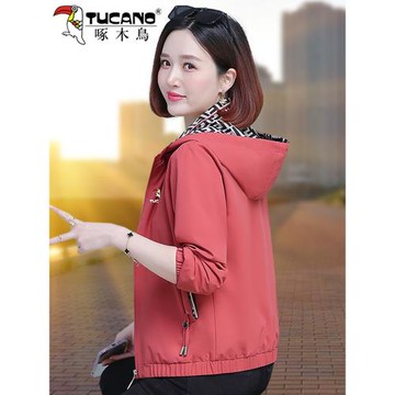 啄木鳥初秋小外套女2026新款春秋休閑時尚連帽短款夾克女士上衣