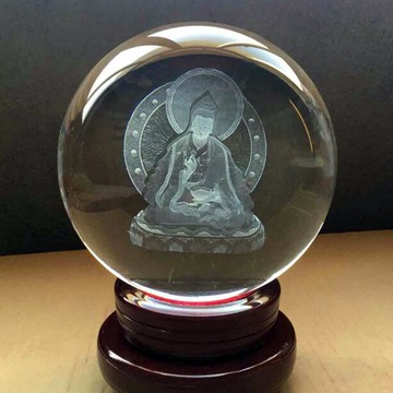 密宗藏式蔣揚欽哲旺波尊者巴麥欽哲二世水晶球擺件伄教供奉鎮宅