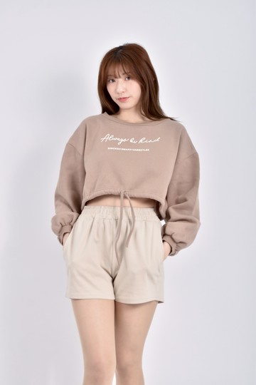 (M) mymyt質感修身短版內刷毛棕色長袖上衣