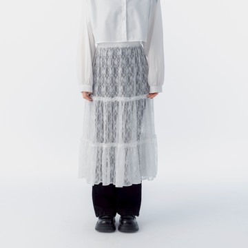 QUEENSHOP_S  女裝 蕾絲透膚蛋糕襯裙罩衫 兩色售 現+預 【03040016】