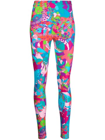 Versace - x Dua Lipa Floral Summer leggings - women - Spandex/Elastane/Polyamide - 38 - Blue