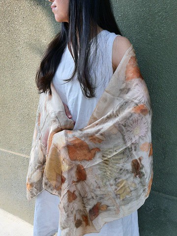植蘊 花葉移印 植物染羊毛圍巾 披肩