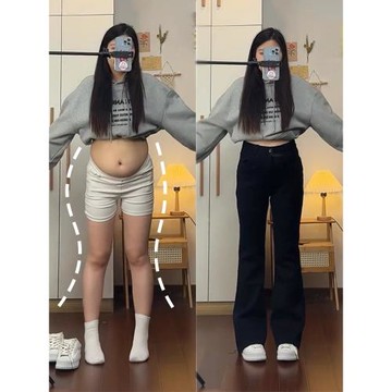 黑色微喇牛仔褲女2023秋冬季新款胖mm梨形身材高腰顯瘦喇叭馬蹄褲