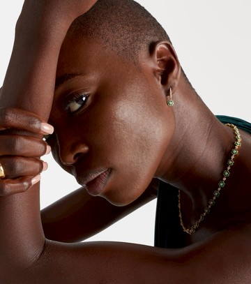 Anita Ko Flora 18kt gold huggie earrings with diamonds and emeralds