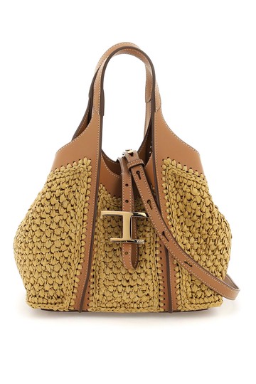 Tod's Raffia Mini T Timeless Handbag