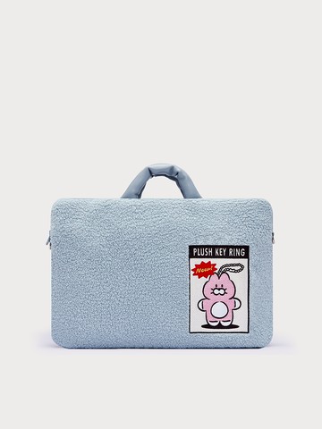 S’AIME ZIZONE泰迪熊毛15吋肩背筆電包 -藍色