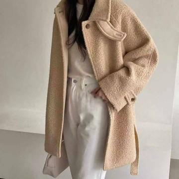 正韓外套 圈圈羊毛呢大衣STP1095-創翊韓都