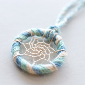 迷你捕夢網 - 麻繩(白+粉藍+薄荷綠) - 包包吊飾 交換禮物