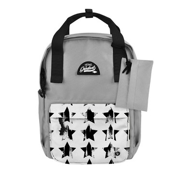 Grinstant混搭可拆組式13吋後背包 - 黑白系列 (灰色配星星)