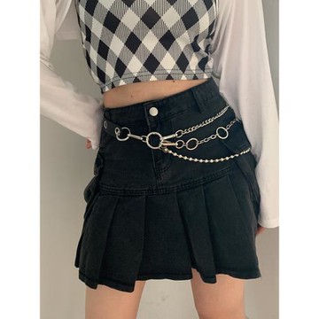 女牛仔褲ins襯衫時尚鏈條腰帶