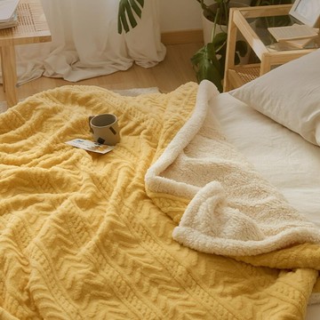 夢之語 3D緹花塔芙絨 羊羔絨毛毯  200 x 150cm  芥末黃  1條