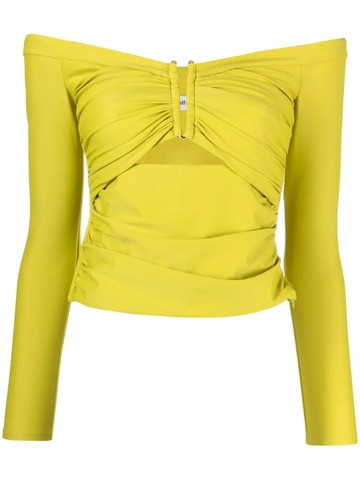 Top in jersey chartreuse con spalle scoperte-8