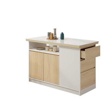 直人木業-溫馨系列秋楓色雙面吧桌精密陶板餐櫃130公分