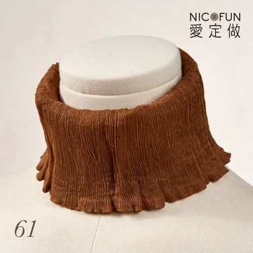 【NICOFUN 木質系】俏麗17 柳葉絲 深棕咖色 100%桑蠶絲 真絲 ⼩摺圍脖 領巾 圍巾 圍脖 髮帶 帽子 帽帶