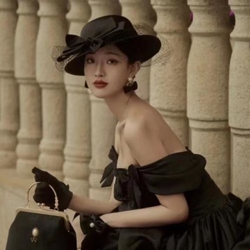 新款復古赫本風夜上海網紗蝴蝶結白色小禮帽英倫名媛甜美氣質宴會