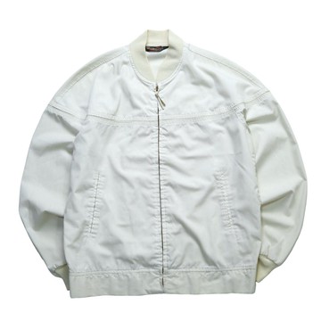70s Sears 象牙白素面飛行員夾克 防風外套 IDEAL拉鍊