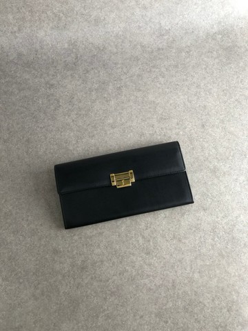 【日本直送 名牌中古包】Yves Saint Laurent YSL 聖羅蘭 黑色 皮革 長夾 vintage czyrem