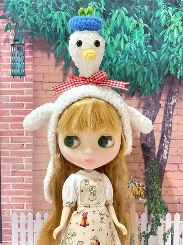 手作娃帽 大白鵝 鴨子 毛線帽 Blythe 小布娃娃 帽 可愛 田園風百