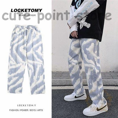 デニムパンツ メンズ ワイドパンツ バギーパンツ ズボン ゼブラパターン ストリート ファッション デニムジーンズ 春夏秋 太め ゆったり 通販 Lineポイント最大get Lineショッピング