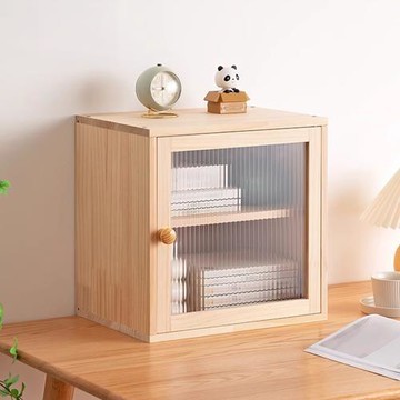 HappyLife 實木可堆疊置物櫃 有隔板壓克力門 Y12018