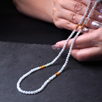 冰種多彩翡翠珠鍊珠鏈珠串 | 天然緬甸玉A貨翡翠 | 送禮