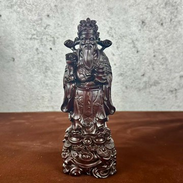 【招財進寶】財神擺件 木雕工藝品 實木雕刻 黑檀木雕 財神爺 祿星 家居裝飾 辦公室風水 開業喬遷禮品