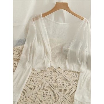 防曬衣開衫女薄款小披肩夏季配吊帶連衣裙子外搭罩衫雪紡薄紗上衣