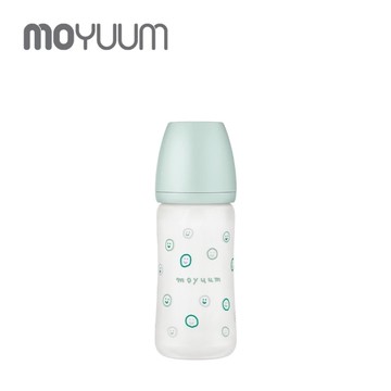 韓國 MOYUUM 寬口矽膠玻璃奶瓶240ML(2M+)~微笑泡泡