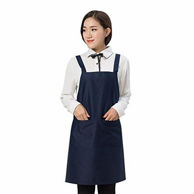 エプロン カフェエプロン H型 丈短い 動きやすい 仕事用 家庭用 シワになりにくい 男女兼用 全12色 囲物誌 (ネイビー)